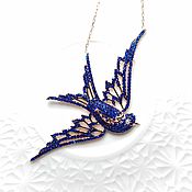Украшения handmade. Livemaster - original item Sapphire swallow necklace 925 silver buy. Handmade.