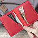 Red Leather Card Holder for Cards, Slim Wallet, Cardholder, Krasnodar,  Фото №1