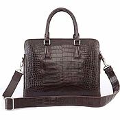 Сумки и аксессуары handmade. Livemaster - original item Men`s briefcase bag made of crocodile leather, in dark brown color. Handmade.
