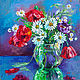 Oil painting of poppies daisies bouquet of flowers 'Reflection'. Pictures. Svetlana Samsonova. Online shopping on My Livemaster.  Фото №2