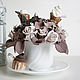 Bouquet Coffee fantasy. Flowers polymer clay handmade. Composition. Olga-art-flower. Online shopping on My Livemaster.  Фото №2