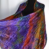 Аксессуары handmade. Livemaster - original item Scarf silk multicolored bright orange purple green female. Handmade.