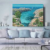Картины и панно handmade. Livemaster - original item Oil painting Idyll sea with a sailboat on canvas. Handmade.
