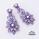 Purple large earrings Marvelous Drops of tatting e, Earrings, Novosibirsk,  Фото №1