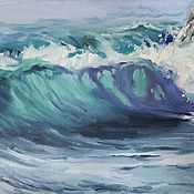 Картины и панно handmade. Livemaster - original item Seascape painting Wave gift for Navy Day. Handmade.
