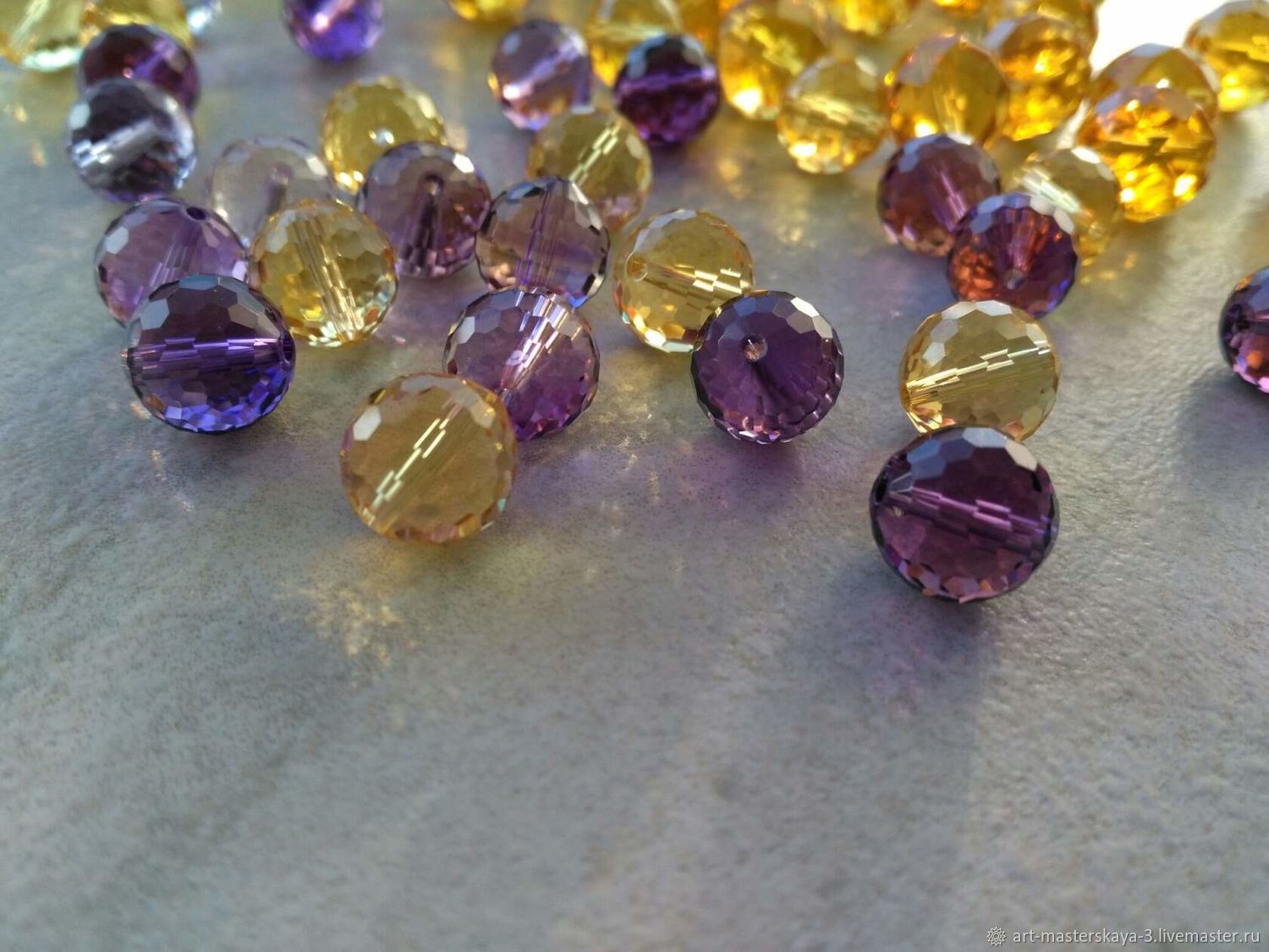 Цитрин и аметист натуральные бусины 8 мм , 12 мм купить в интернет ...