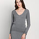 Woman V-neck cashmere jumper, grey melange sweater, Jumpers, Tolyatti,  Фото №1