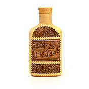 Посуда handmade. Livemaster - original item Bottle decorated with birch bark 