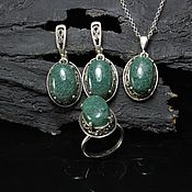 Украшения handmade. Livemaster - original item Earrings, ring and pendant with agates made of 925 DD0042 silver. Handmade.