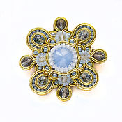 Украшения handmade. Livemaster - original item Brooch pendant soutache gold blue 