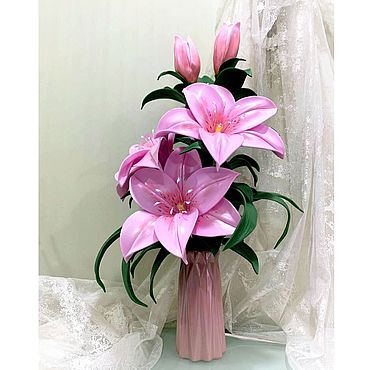 Цветок искусственный Лилия, L16 W16 H75 см, 5в. купить оптом () | webmaster-korolev.ru