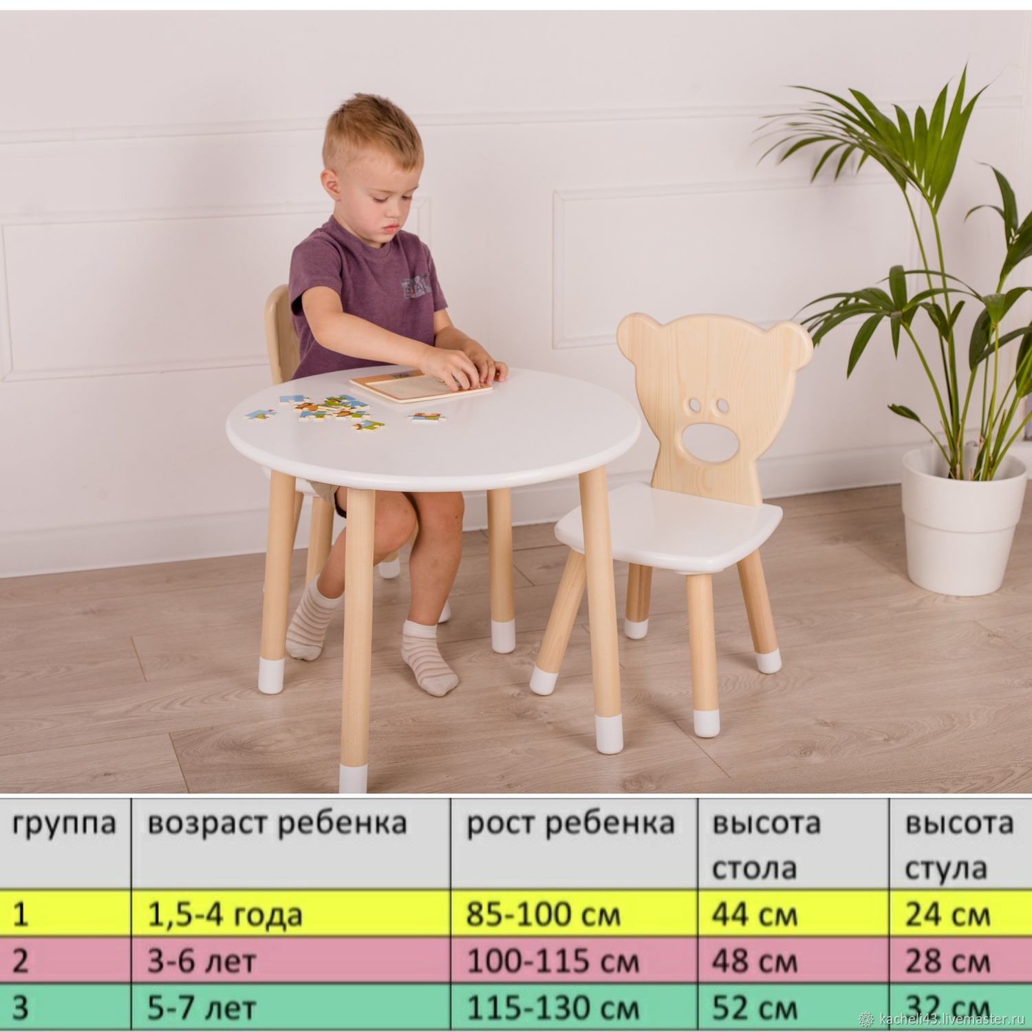 детский стол и стул размеры по возрасту таблица