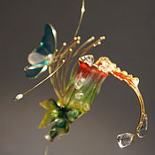 Украшения handmade. Livemaster - original item Gilded Stained Glass Butterfly morpho brooch, artistic decoration.. Handmade.