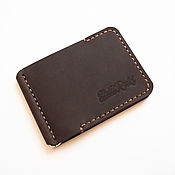 Кожаный кошелек карманный шоколадного оттенка