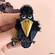 Brooch-bird ' Happy Crow». Brooches. Coffeelena. Online shopping on My Livemaster.  Фото №2