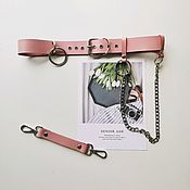 Аксессуары handmade. Livemaster - original item Belt women`s belt with chain pink genuine leather. Handmade.