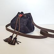 Кожаная сумка бохо Жара с тиснением с кистями