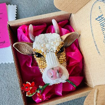 Украшения ручной работы. Ярмарка Мастеров - ручная работа Брошь «Корова». Handmade.