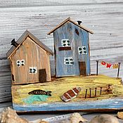 Для дома и интерьера handmade. Livemaster - original item Interior houses on the seashore decoupage. Handmade.