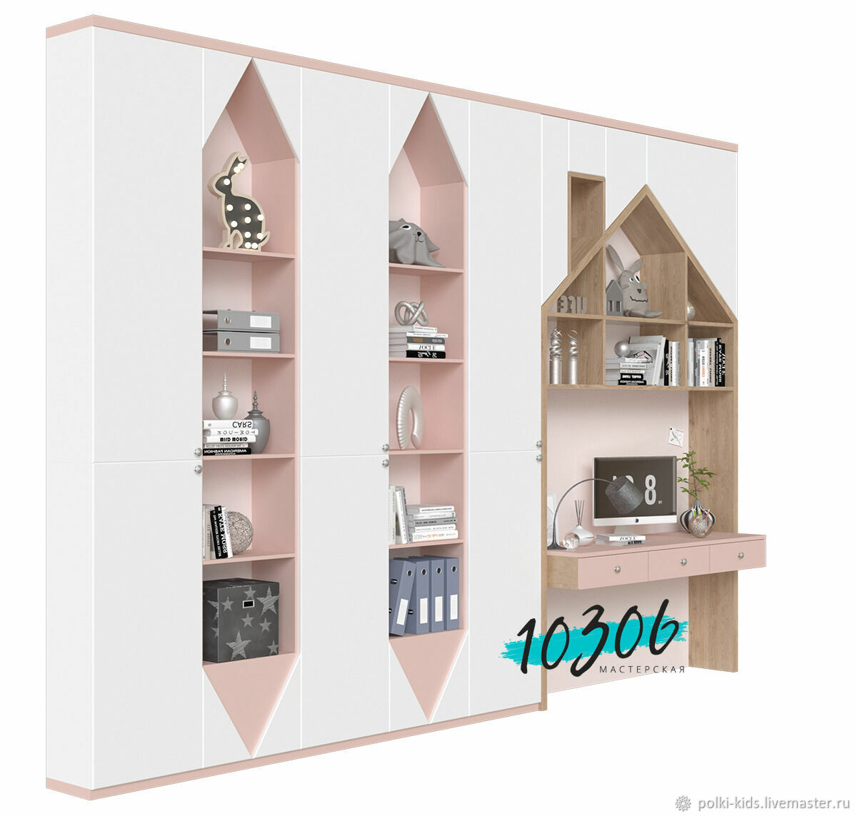 Мебель для детской: шкаф в детскую комнату домиком. Шкафчик домик-3 ...