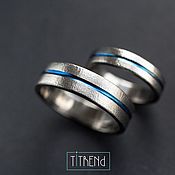 Обручальное помолвочное кольцо из титана. Необычные парные кольца