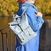 Сумки и аксессуары handmade. Livemaster - original item Backpacks: Leather bag backpack women`s blue Aliz Mod SR54-171. Handmade.