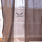 Для дома и интерьера handmade. Livemaster - original item Linen curtains with vertical insert and embroidered LINENBURG logo. Handmade.