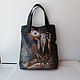 Women's double-sided leather bag with custom painting for Marina, Classic Bag, Noginsk,  Фото №1