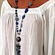 Stylish decoration on the neck of blue stones. Long boho style beads, Necklace, Voronezh,  Фото №1
