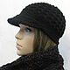 Knitted women's cap, black, half-wool, Caps1, Petrozavodsk,  Фото №1