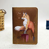 Сумки и аксессуары handmade. Livemaster - original item Passport cover made of leather with a Fox pattern