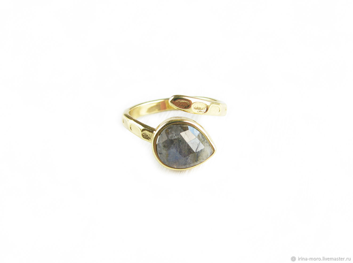 Золотое кольцо с лабрадором, безразмерное кольцо с камнем, Кольца, Москва,  Фото №1
