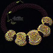 Украшения handmade. Livemaster - original item Golden Chrysanthemum Necklace (639) designer jewelry. Handmade.