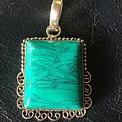 Винтаж handmade. Livemaster - original item Pendant, Marquise pendant, 925 silver, turquoise, Europe. Handmade.