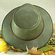Leather flat brim trilby hat TRL-15. Hats1. Bluggae Custom Headwear. My Livemaster. Фото №5