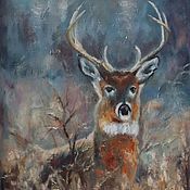 Картины и панно handmade. Livemaster - original item Painting Forest deer oil Painting Deer in winter forest Landscape. Handmade.
