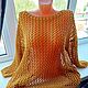 Джемпер сетка из хлопка горчичного цвета. Кофты-сетки. AccessoriesWool вязание на заказ. Ярмарка Мастеров.  Фото №10