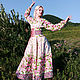 Woman russian cotton derss with belts Maryushka, Folk dresses, Lermontov,  Фото №1