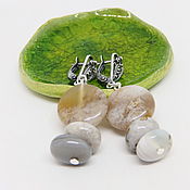 Украшения handmade. Livemaster - original item Misty Shore Earrings (agate, chalcedony). Handmade.