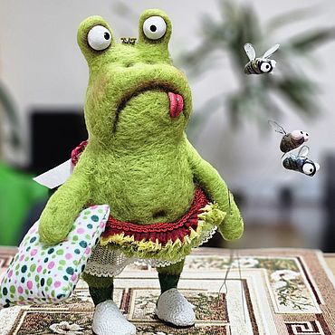 Куклы и игрушки ручной работы. Ярмарка Мастеров - ручная работа Лягушка. Войлочная игрушка из шерсти: леди Квак Бет. Handmade.