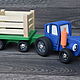 Order Blue tractor. Wooden crafts handmade. Livemaster. . Machines and robots Фото №3