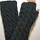 Order Mitts sleeves knitted Braids 12, black SK1. HOBBIMANIYA. Livemaster. . Mitts Фото №3