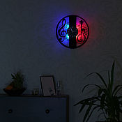 Wall clock with led light from the plate Flowers