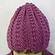 The set is knitted in cranberry color. Headwear Sets. Cozy corner (nadejdamoshkina). My Livemaster. Фото №5