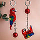 Asymmetric earrings ' macaw Parrots'. Miniature birds, Earrings, Moscow,  Фото №1