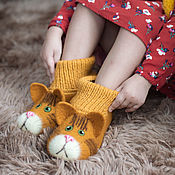 Обувь ручной работы handmade. Livemaster - original item Felted slippers for children`s cats, kitties, red cats, kittens. Handmade.