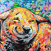 Картины и панно handmade. Livemaster - original item Oil painting dog-Smile. Handmade.
