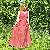 Одежда handmade. Livemaster - original item Linen dress, wine color, long, loose fitting.. Handmade.