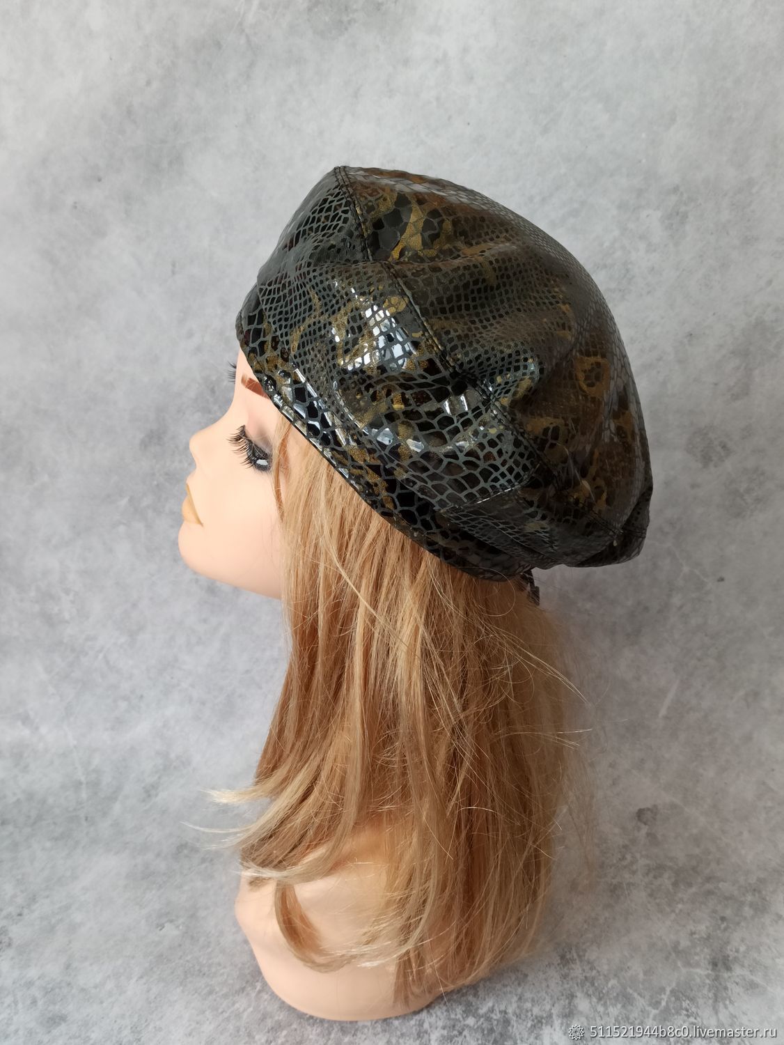 Кожаный берет под рептилию купить в интернет-магазине Ярмарка Мастеров ...