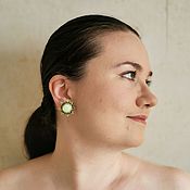 Украшения handmade. Livemaster - original item Green stud earrings with chrysoprase, light green stud earrings flowers. Handmade.